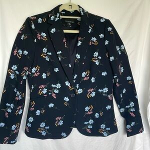 Navy Floral Print Blazer